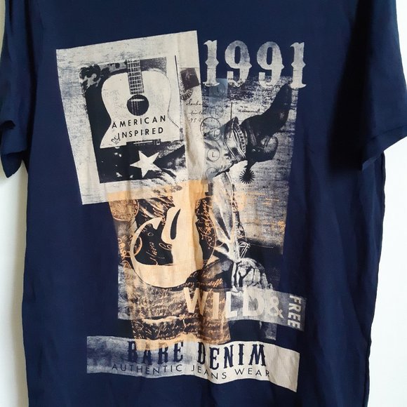 Bare Denim Authentic Jeans Wear Tshirt Men Large - Picture 2 of 6